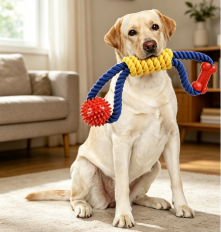 Rope Ball Dog Toy, Cotton Tug of War Toy for Interactive Play