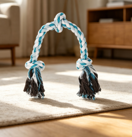 3-Knot Cotton Rope Dog Toy, Tug and Teeth Cleaning Toy