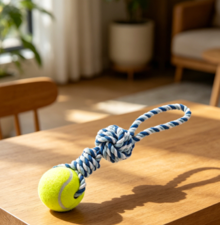 Tug Rope Dog Toy with Tennis Ball, Cotton Chew Toy for Puppies