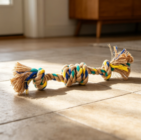 Eco Cotton Rope Dog Toy, 3-Knot Tug & Fetch Toy