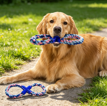 Figure-8 Cotton Rope Dog Toy, Durable Training & Chew Toy