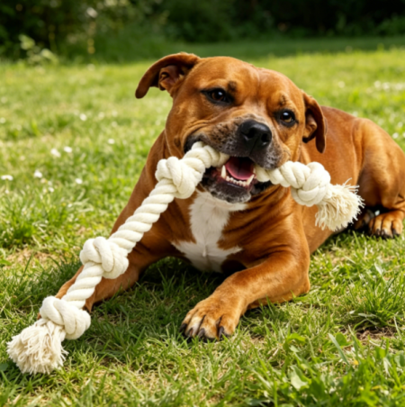 Extra Long Cotton Rope Tug Toy, 5 Knots, Heavy Duty Dog Toy