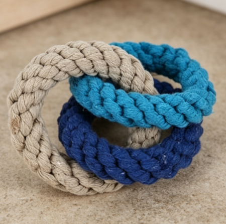 Tri-Color Rope Ring Dog Toy, Knotted Cotton Chew Toy